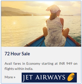 India Desire : Jet Airways 72 Hours Sale : Book Domestic Flight Tickets From Rs 949 Fares